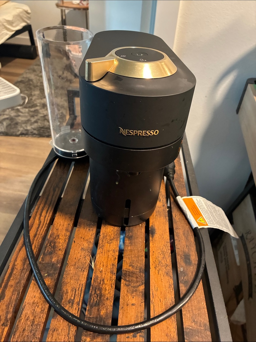 Nespresso Coffee Machine in Black & Gold Accent
